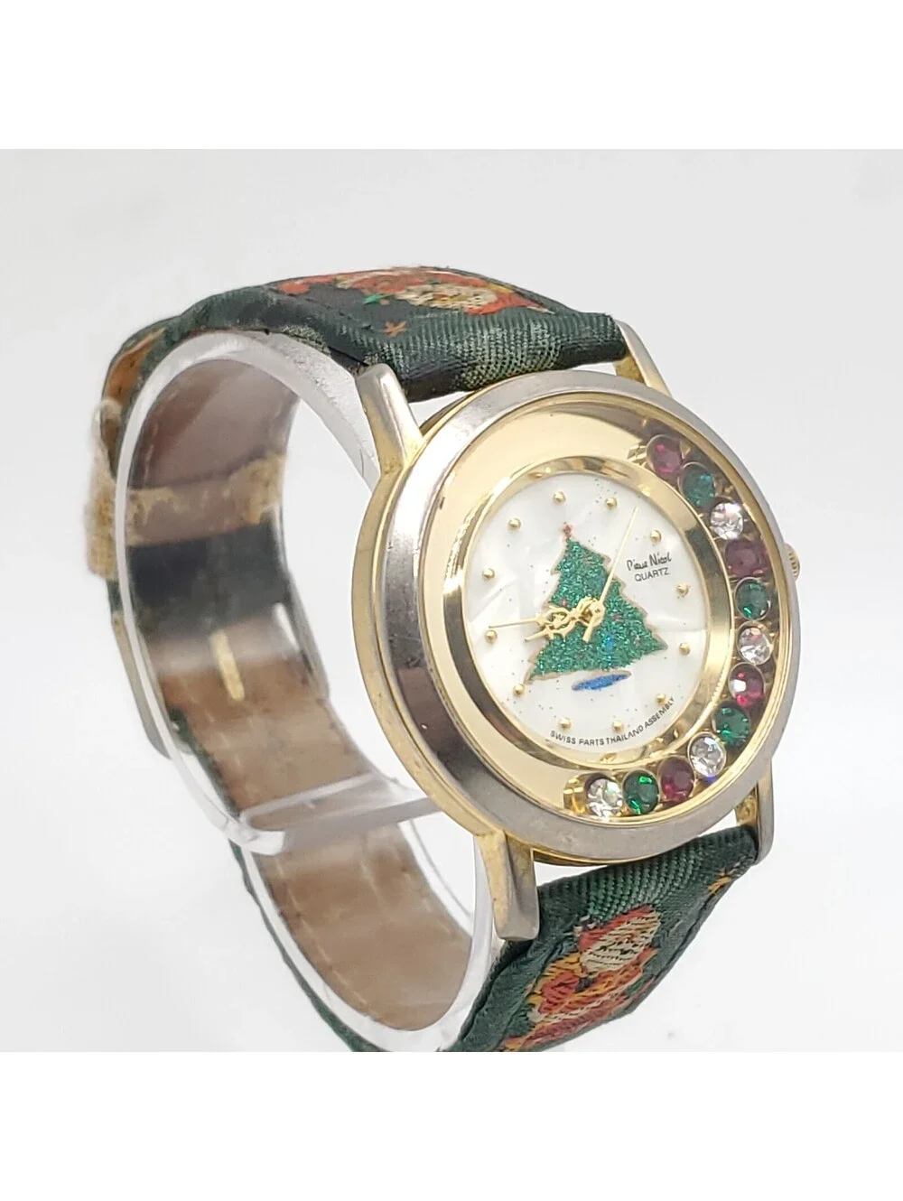 Pierre Nicole Christmas Watch Women 33mm New Battery Christmas Tree Santa Band